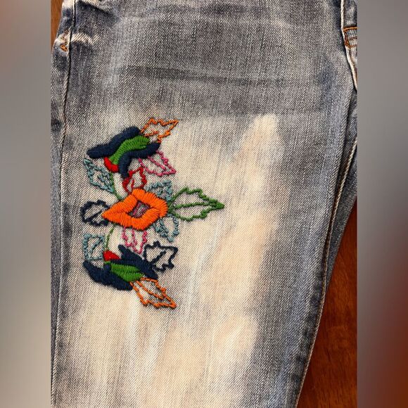 Y2K Boho Billabong Low Rise Embroidered Jeans VTG 90s Flared Light Wash 30x33 - Picture 5 of 7